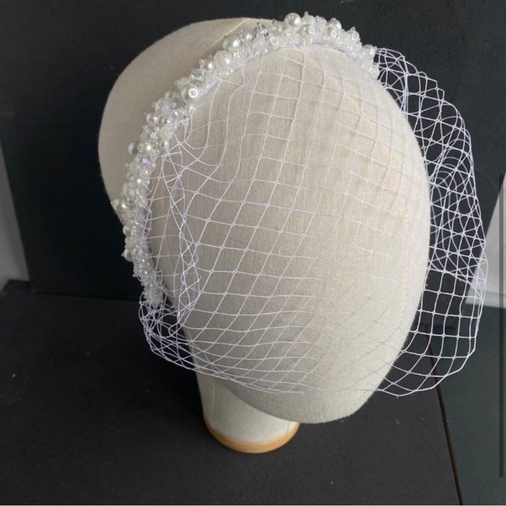 Pearl Beaded Birdcage Veil